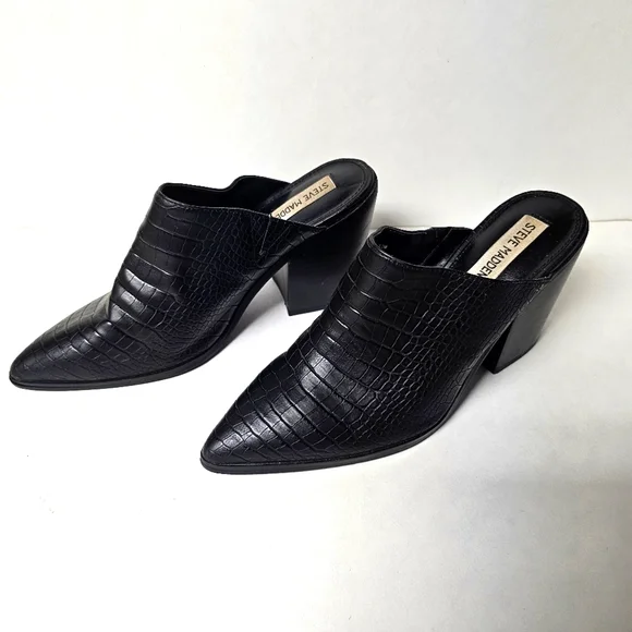Steve Madden Savina Black Mule Slip-ons - Picture 3 of 4